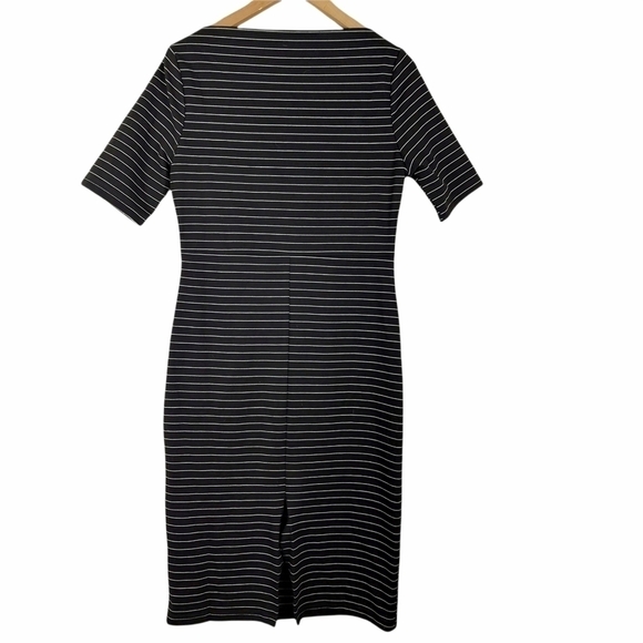Lulus Women's T Shirt Dress Size LRG  Black White Striped Short Sleeve Boat Neck - Picture 2 of 5